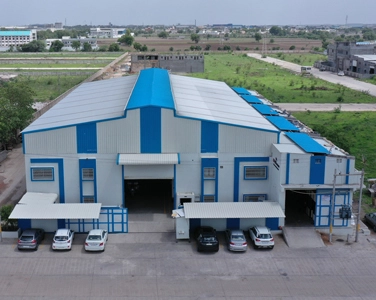 Aerial view of a large industrial building